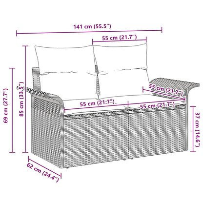 Divano da giardino con cuscino Nero 141 x 62 x 69cm polyrattan | homemem39