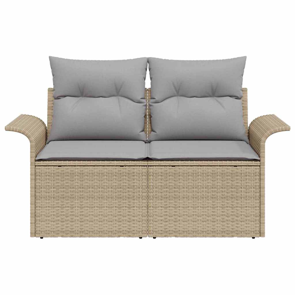 Divano da giardino con cuscino Beige 141 x 62 x 69cm polyrattan | homemem39