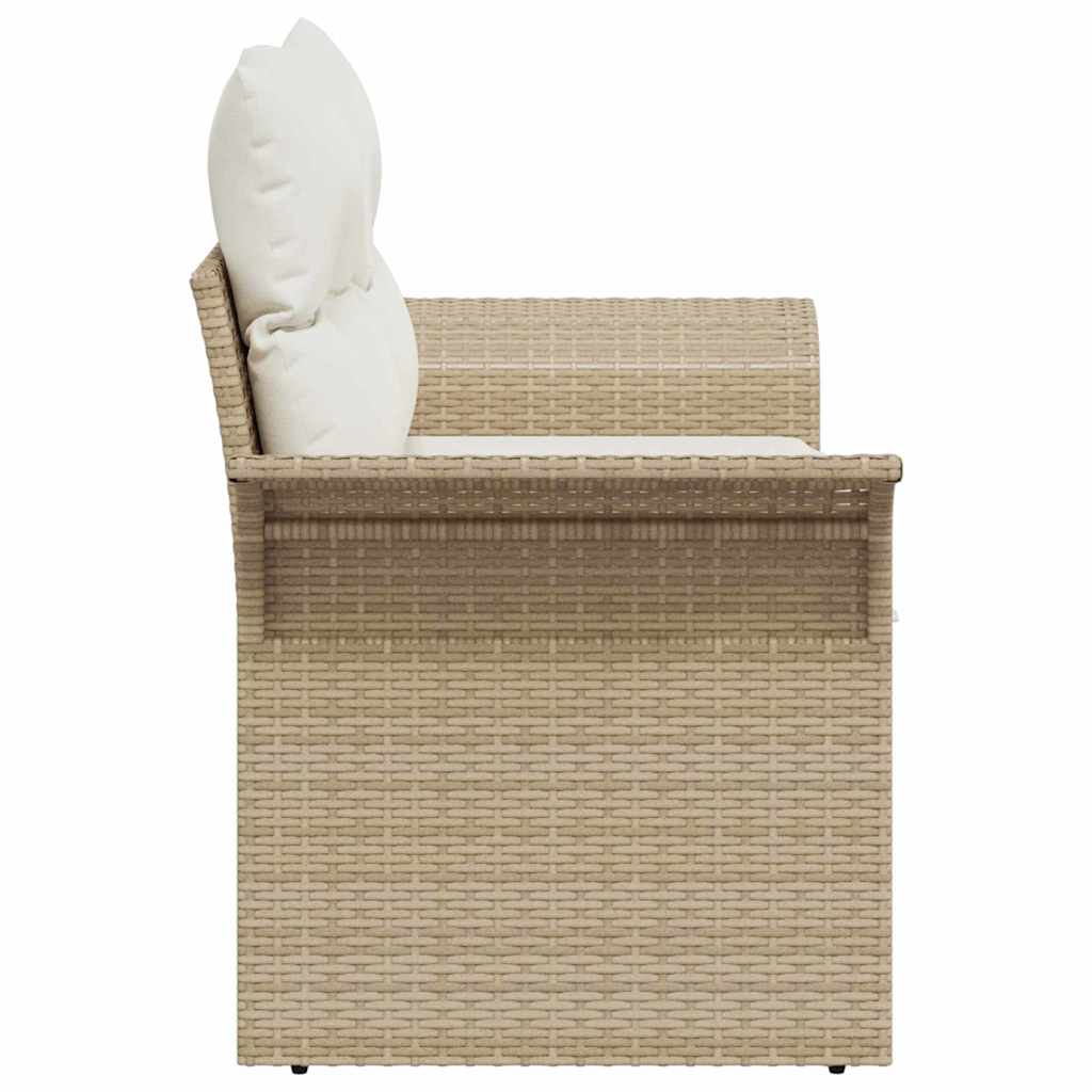 Divano da giardino con cuscino Beige 141 x 62 x 69cm polyrattan | homemem39