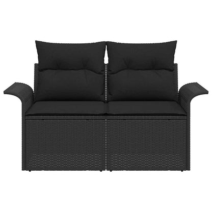 Divano da giardino con cuscino Nero 141 x 62 x 69cm polyrattan | homemem39