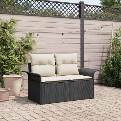 Divano da giardino con cuscino Nero 141 x 62 x 69cm polyrattan | homemem39