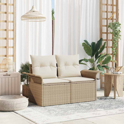 Divano da giardino con cuscino Beige 141 x 62 x 69cm polyrattan | homemem39
