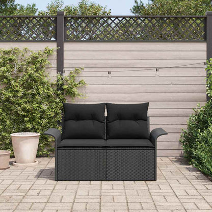 Divano da giardino con cuscino Nero 141 x 62 x 69cm polyrattan | homemem39