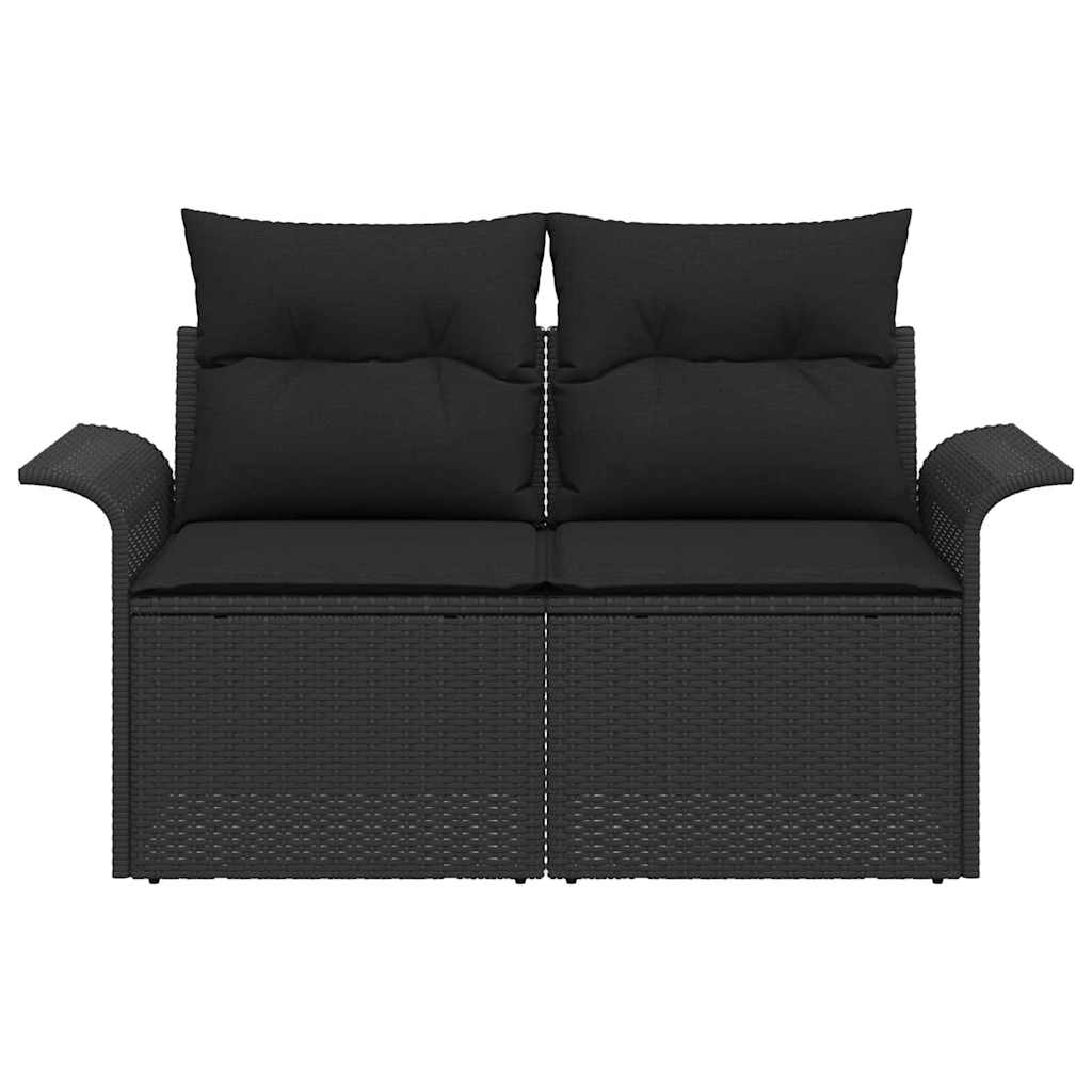 Divano da giardino con cuscino Nero 141 x 62 x 69cm polyrattan | homemem39