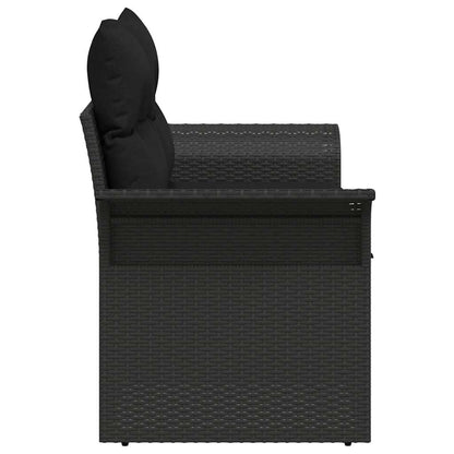 Divano da giardino con cuscino Nero 141 x 62 x 69cm polyrattan | homemem39