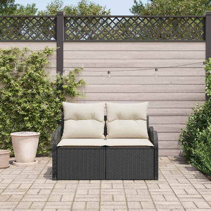 Divano da giardino con cuscino Nero 121 x 62 x 69cm polyrattan | homemem39