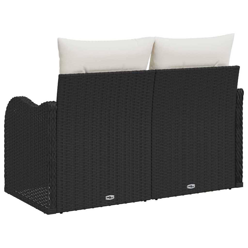 Divano da giardino con cuscino Nero 121 x 62 x 69cm polyrattan | homemem39