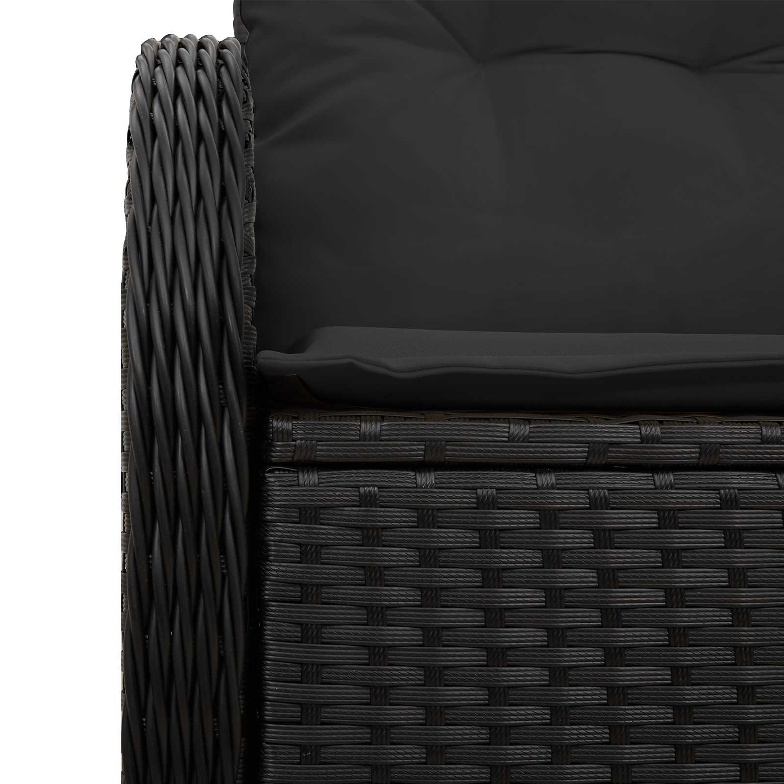 Divano da giardino con cuscino Nero 121 x 62 x 69cm polyrattan | homemem39
