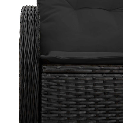 Divano da giardino con cuscino Nero 121 x 62 x 69cm polyrattan