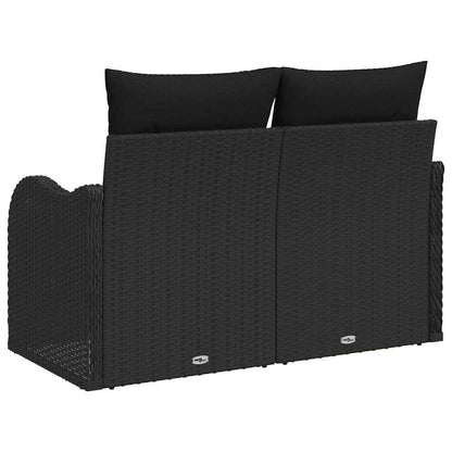 Divano da giardino con cuscino Nero 121 x 62 x 69cm polyrattan | homemem39