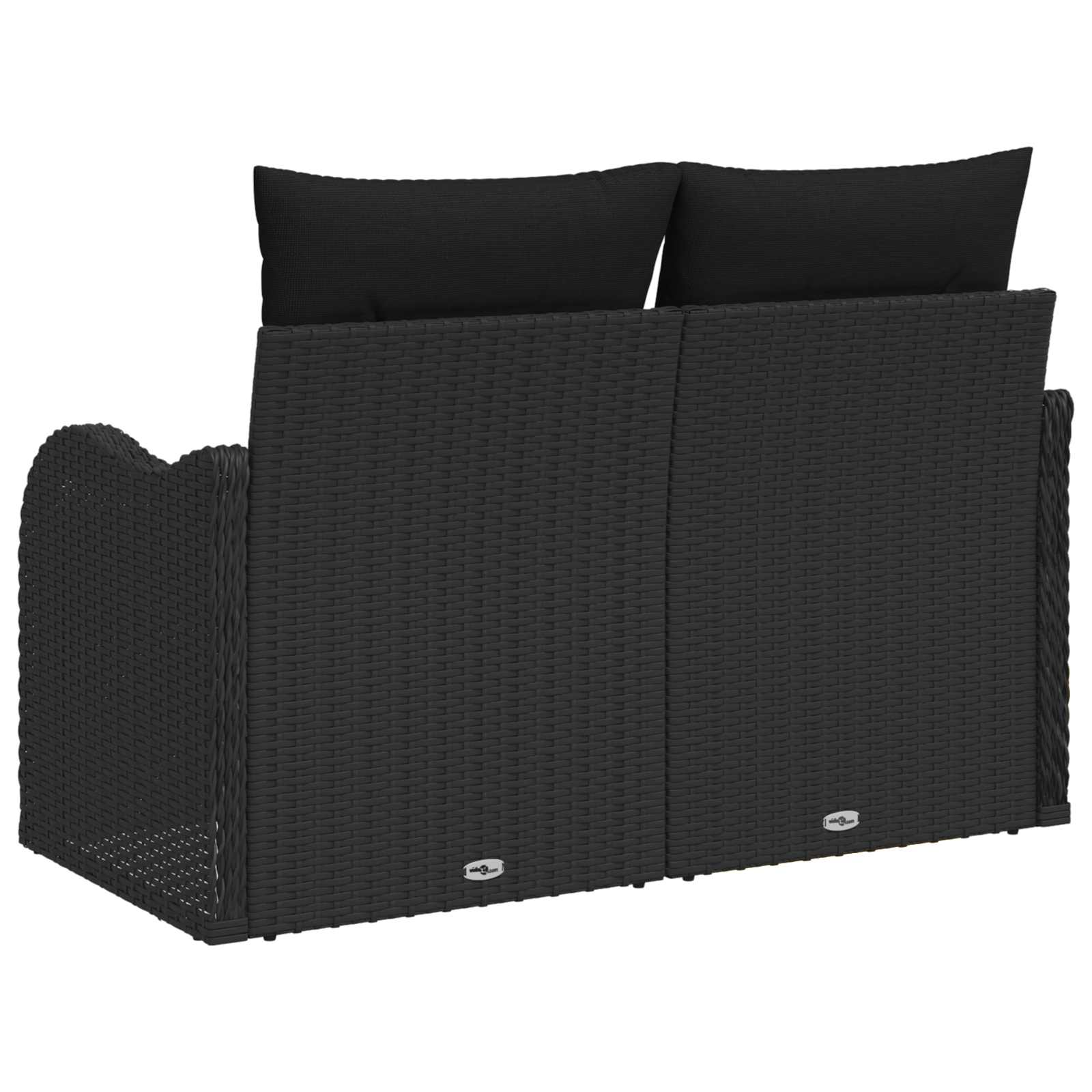 Divano da giardino con cuscino Nero 121 x 62 x 69cm polyrattan | homemem39