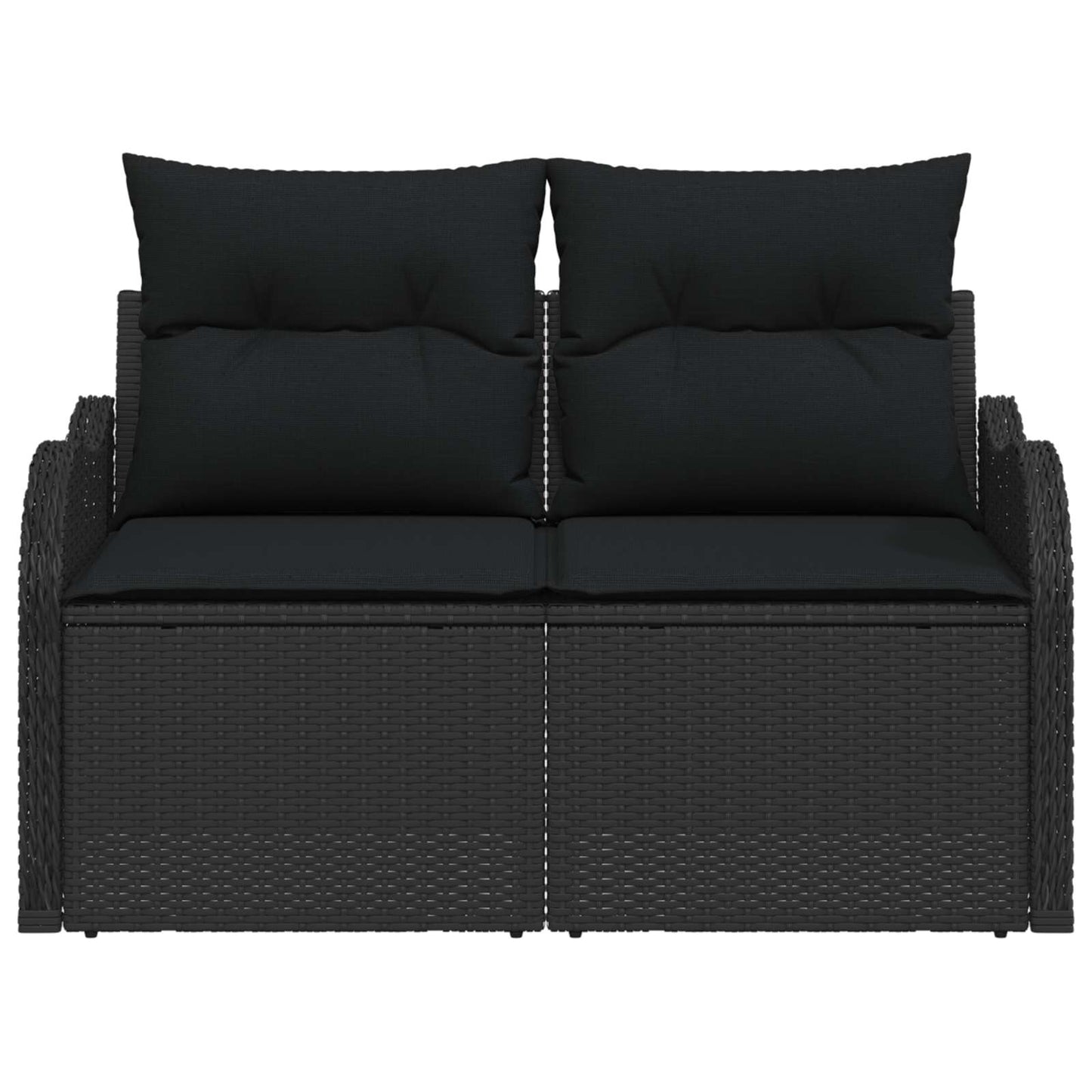 Divano da giardino con cuscino Nero 121 x 62 x 69cm polyrattan | homemem39