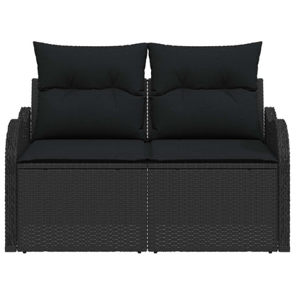 Divano da giardino con cuscino Nero 121 x 62 x 69cm polyrattan | homemem39