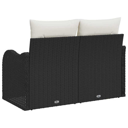 Divano da giardino con cuscino Nero 121 x 62 x 69cm polyrattan | homemem39