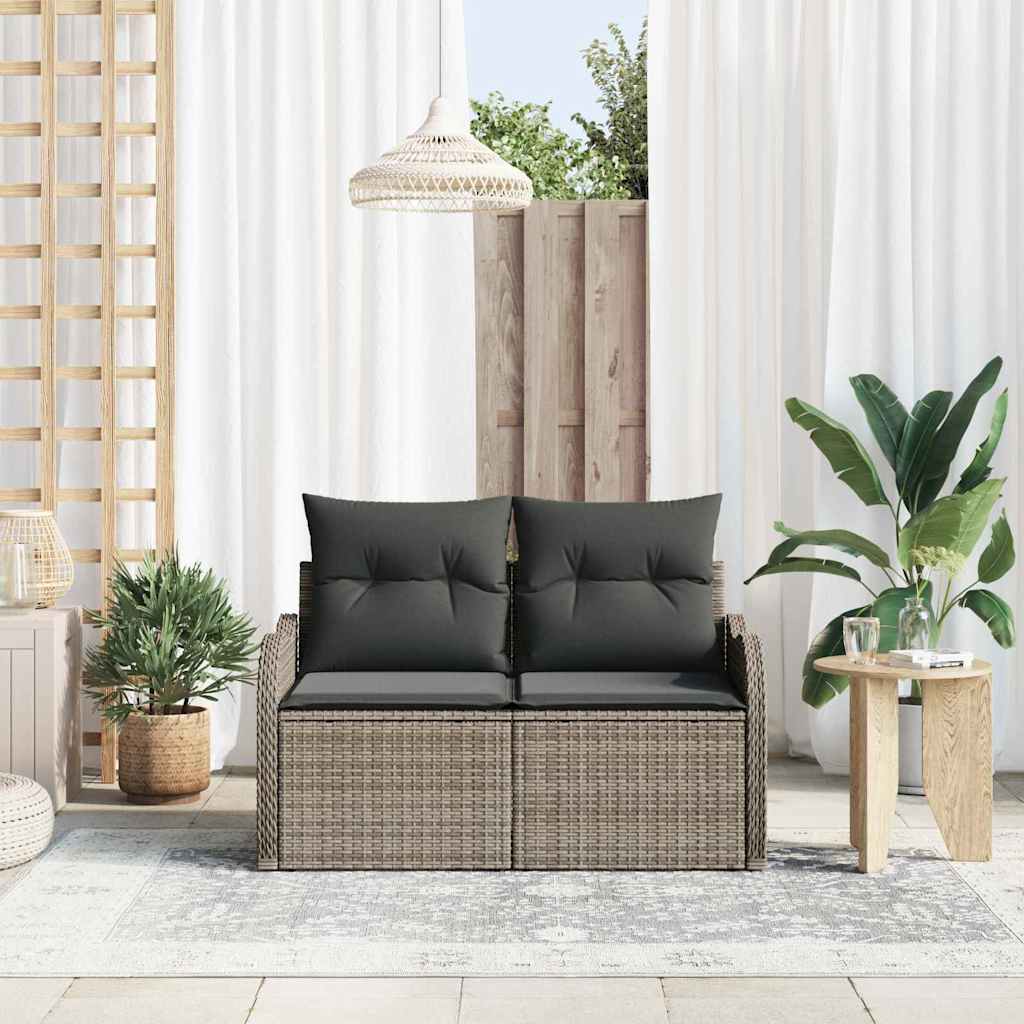 Divano da giardino Grigio 121 x 62 x 69cm polyrattan | homemem39