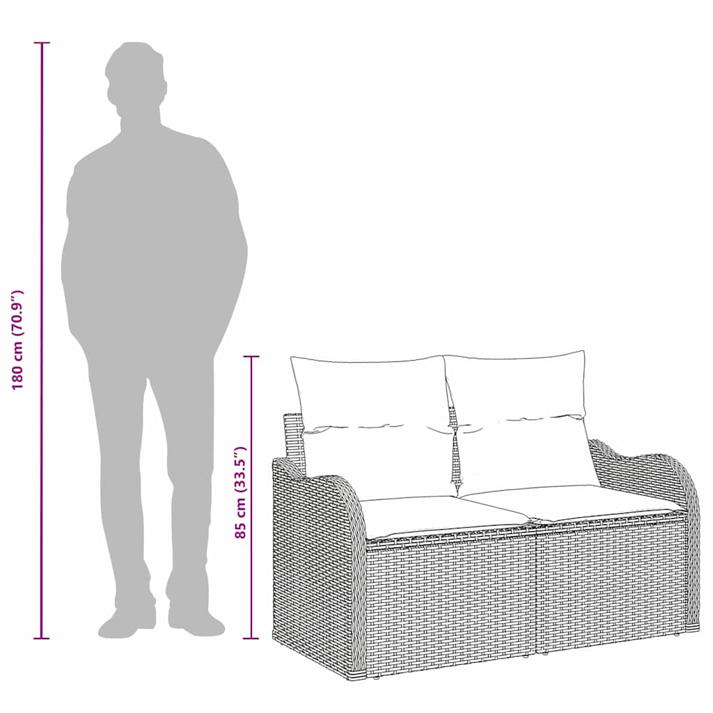Divano da giardino Grigio 121 x 62 x 69cm polyrattan | homemem39