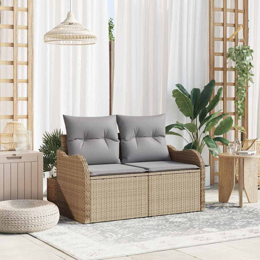 Divano da giardino con cuscino Beige 121 x 62 x 69cm polyrattan