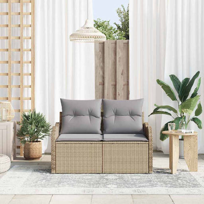Divano da giardino con cuscino Beige 121 x 62 x 69cm polyrattan | homemem39