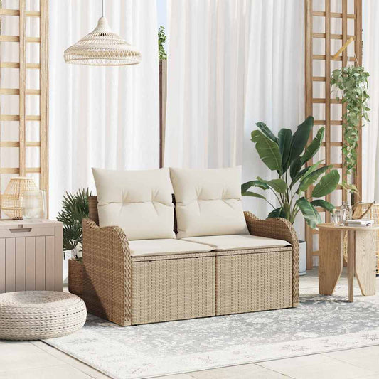 Divano da giardino con cuscino Beige 121 x 62 x 69cm polyrattan