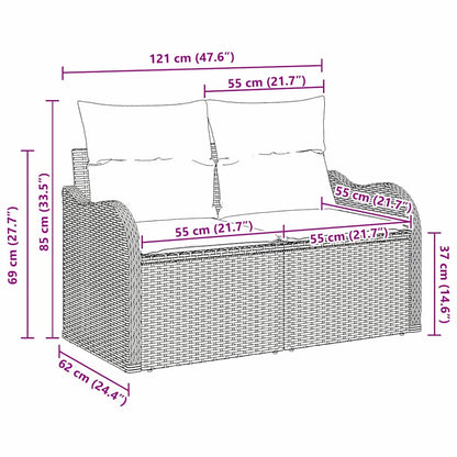 Divano da giardino Grigio chiaro 121 x 62 x 69cm polyrattan | homemem39