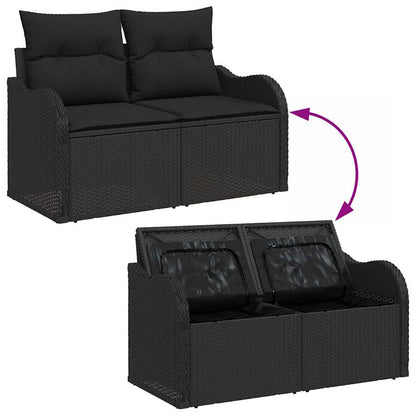 Divano da giardino con cuscino Nero 121 x 62 x 69cm polyrattan | homemem39