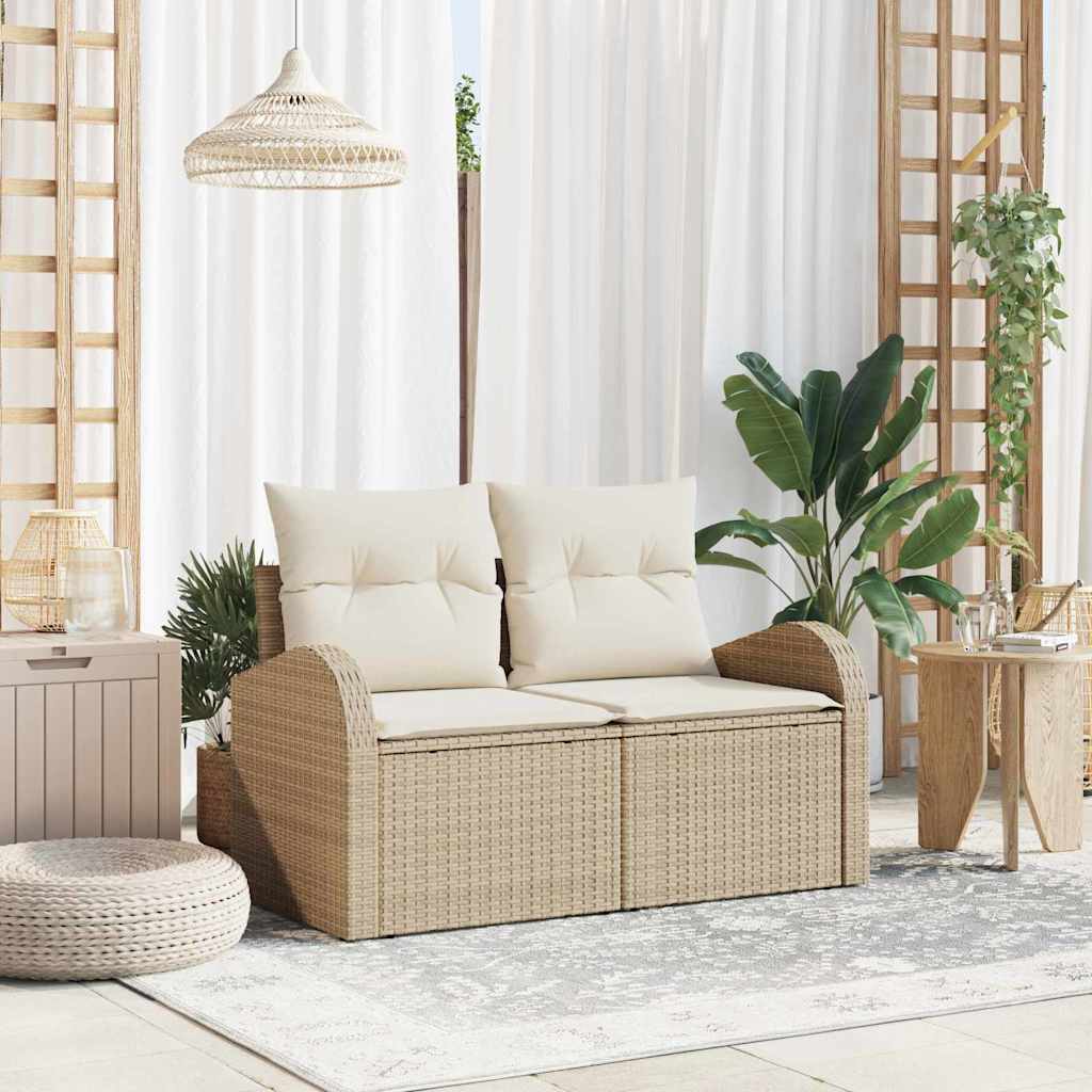 Divano da giardino con cuscino Beige 124 x 62 x 69cm polyrattan | homemem39