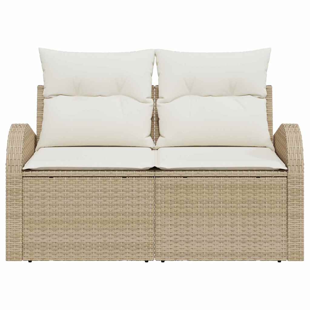 Divano da giardino con cuscino Beige 124 x 62 x 69cm polyrattan | homemem39