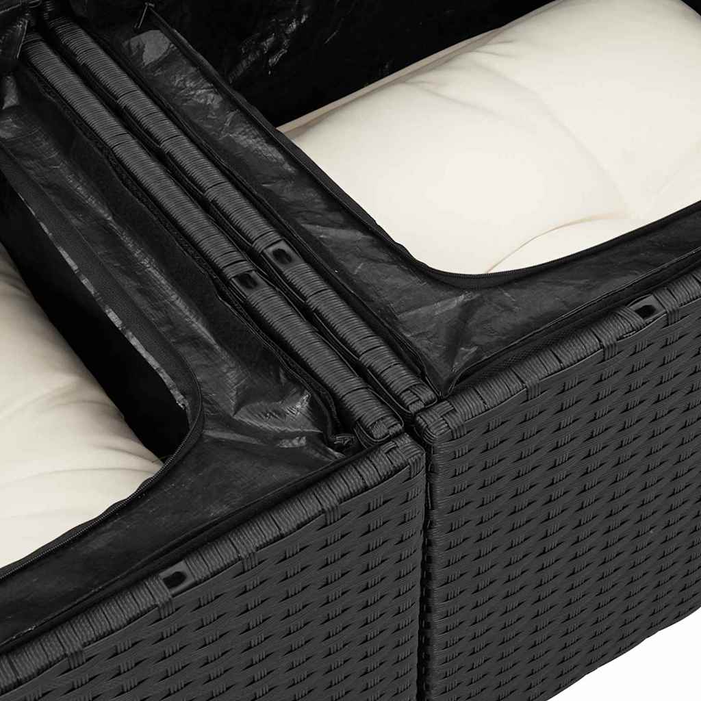 Divano da giardino con cuscino Nero 124 x 62 x 69cm polyrattan