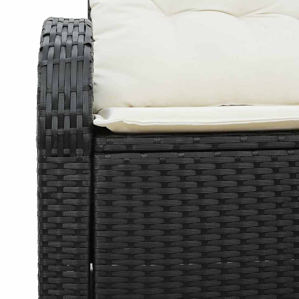 Divano da giardino con cuscino Nero 124 x 62 x 69cm polyrattan
