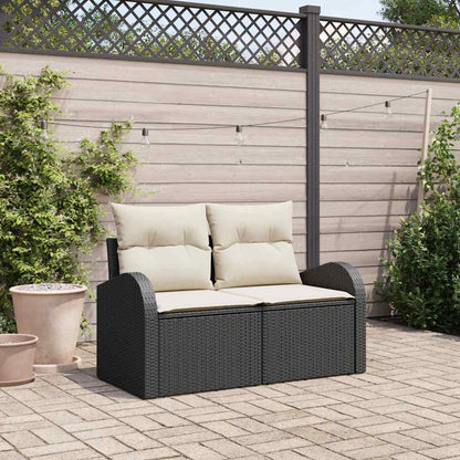 Divano da giardino con cuscino Nero 124 x 62 x 69cm polyrattan