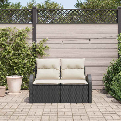 Divano da giardino con cuscino Nero 124 x 62 x 69cm polyrattan