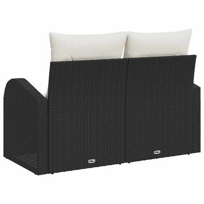 Divano da giardino con cuscino Nero 124 x 62 x 69cm polyrattan