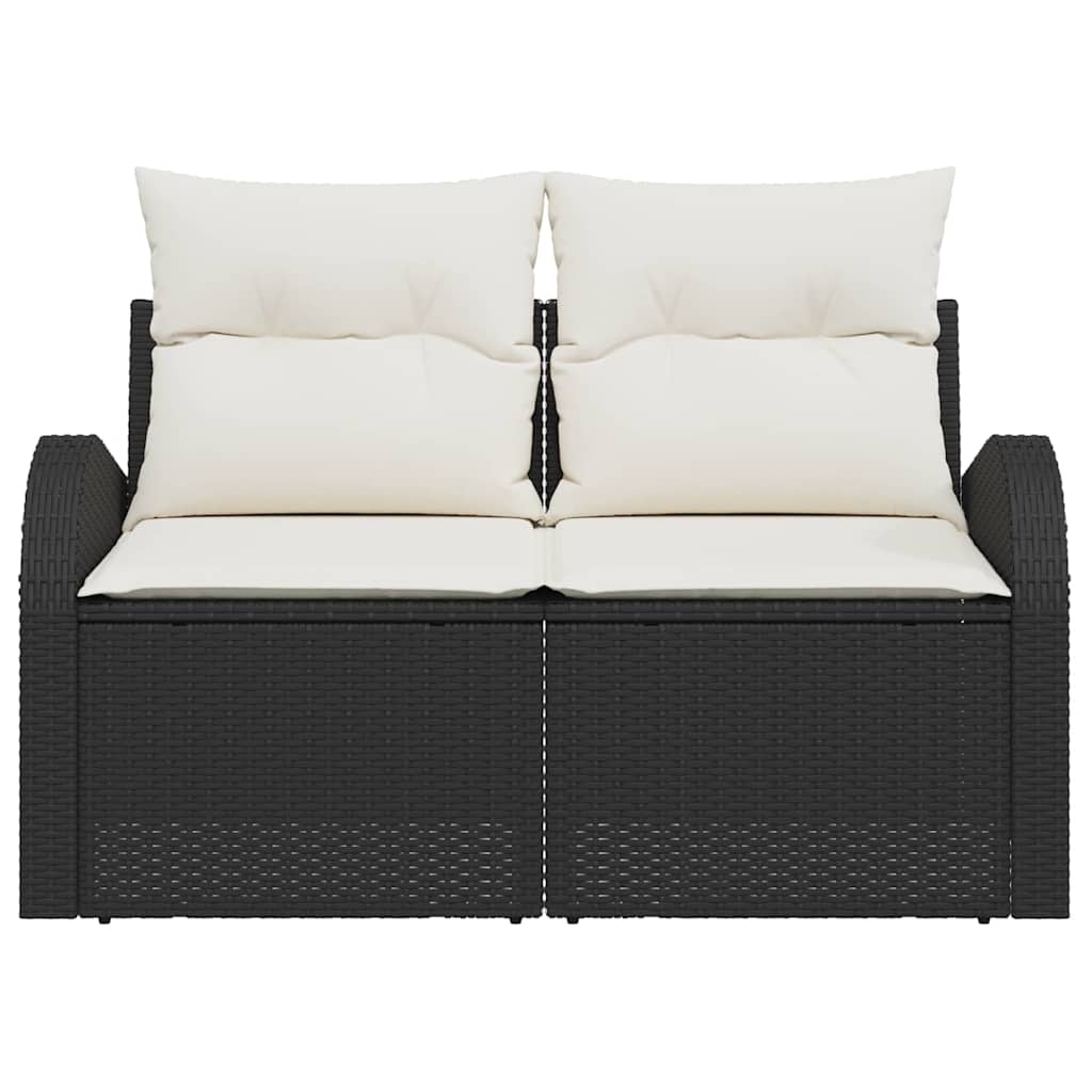Divano da giardino con cuscino Nero 124 x 62 x 69cm polyrattan | homemem39