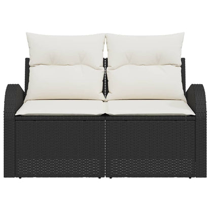 Divano da giardino con cuscino Nero 124 x 62 x 69cm polyrattan