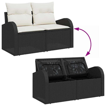 Divano da giardino con cuscino Nero 124 x 62 x 69cm polyrattan