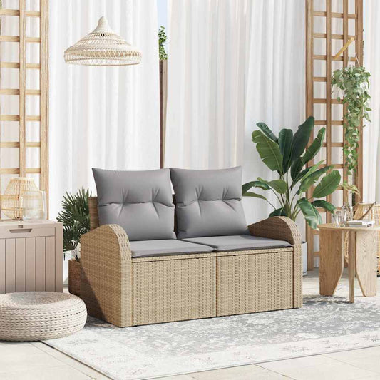 Divano da giardino con cuscino Beige 124 x 62 x 69cm polyrattan