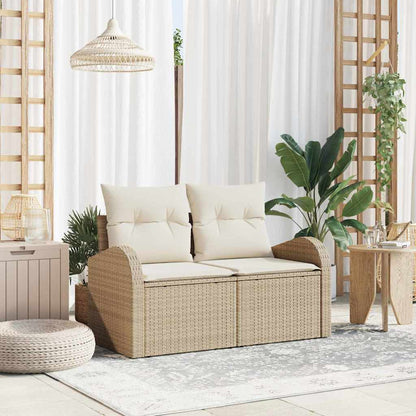 Divano da giardino con cuscino Beige 124 x 62 x 69cm polyrattan
