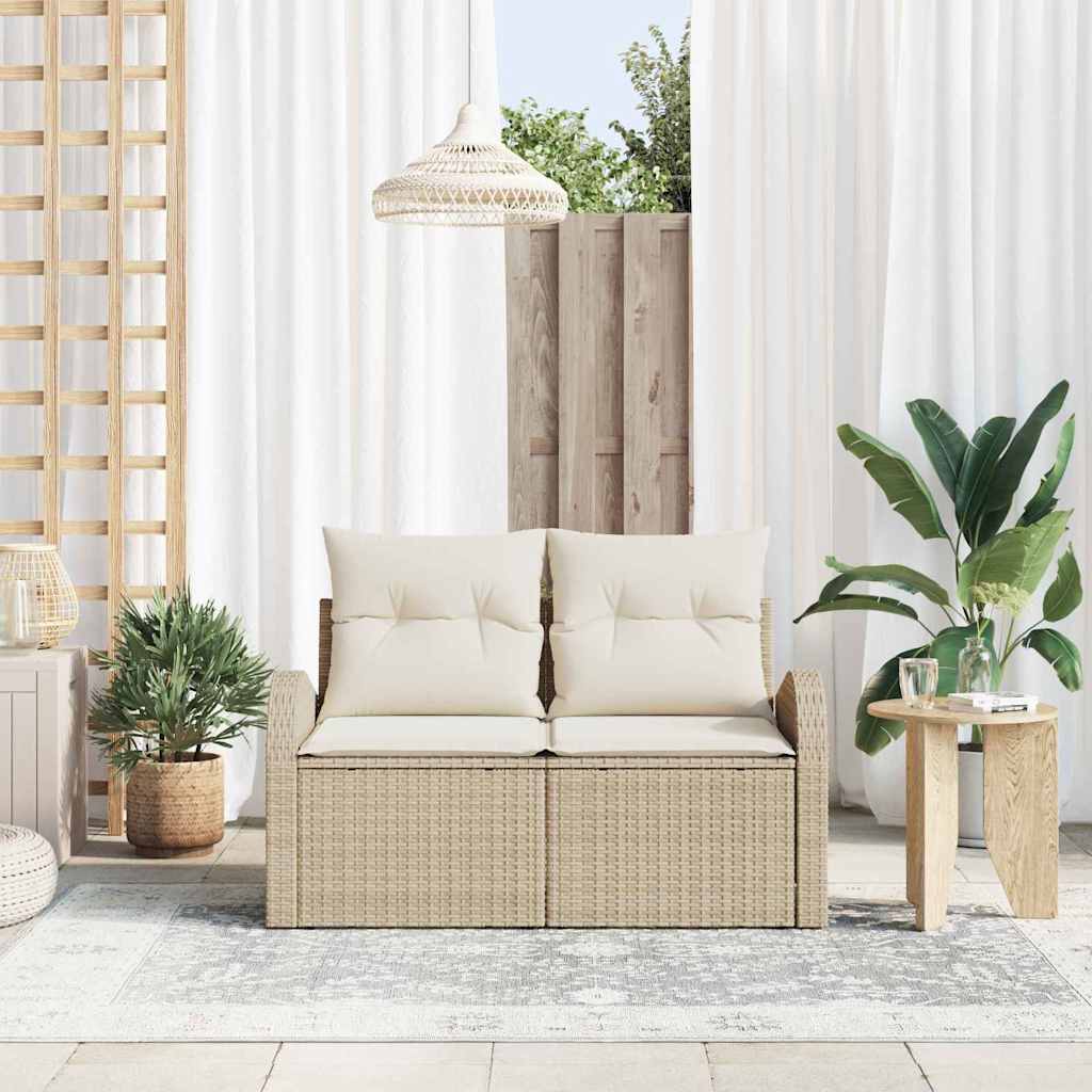 Divano da giardino con cuscino Beige 124 x 62 x 69cm polyrattan