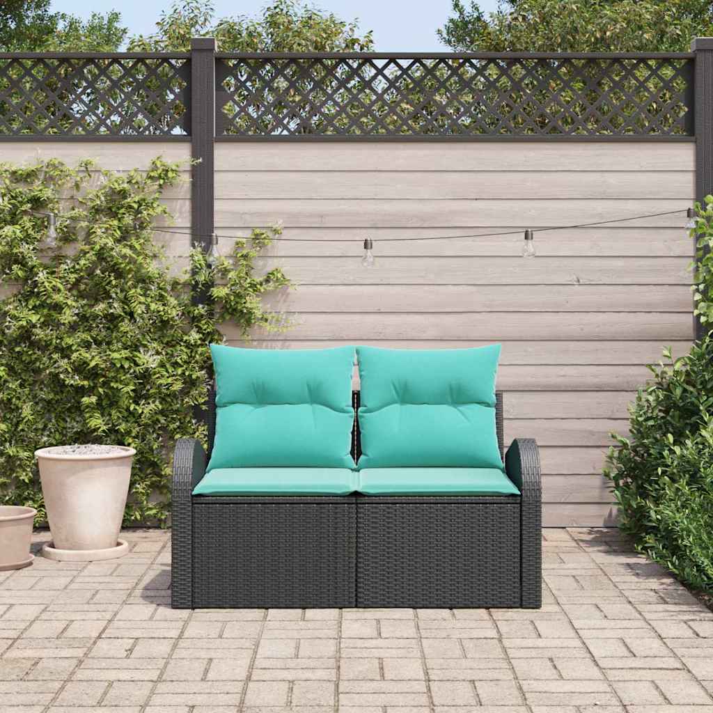 Divano da giardino Nero 124 x 62 x 85cm polyrattan | homemem39