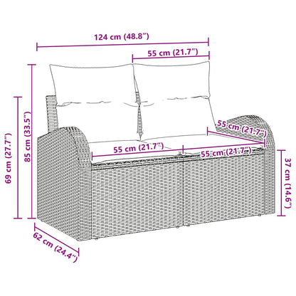 Divano da giardino Nero 124 x 62 x 85cm polyrattan | homemem39