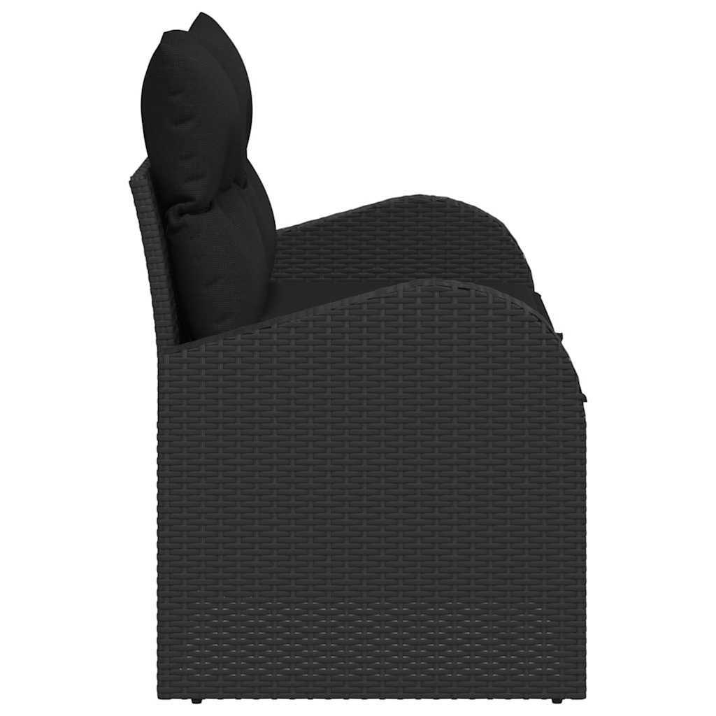 Divano da giardino con cuscino Nero 124 x 62 x 69cm polyrattan | homemem39