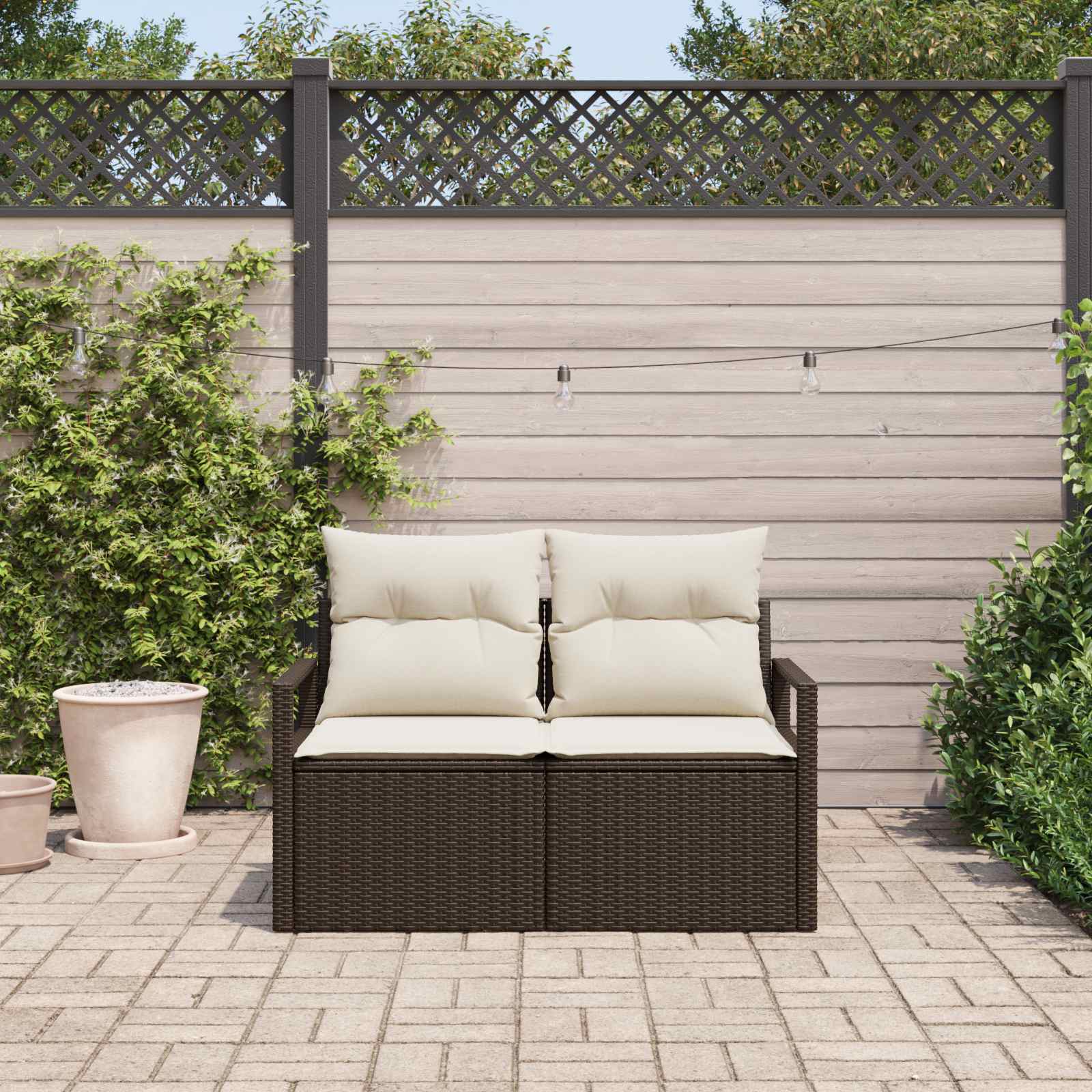 Divano da giardino con cuscino 120 x 62 x 69 cm. polyrattan | homemem39