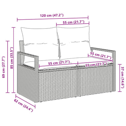 Divano da giardino con cuscino 120 x 62 x 69 cm. polyrattan | homemem39