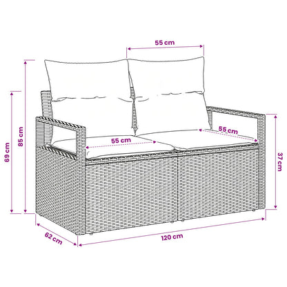 Divano da giardino con cuscino 120 x 62 x 69 cm. polyrattan