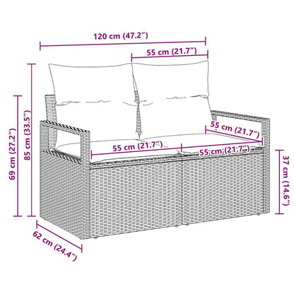Divano da giardino con cuscino 120 x 62 x 69 cm. polyrattan
