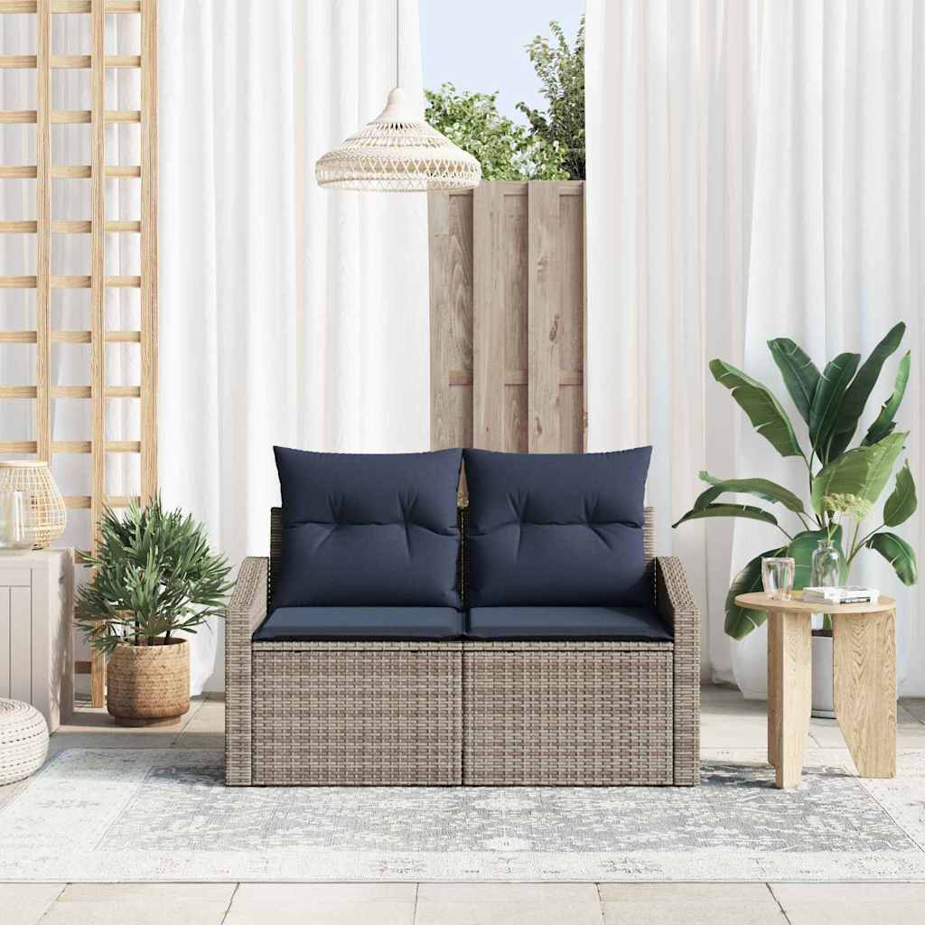 Divano da giardino Grigio 123 x 62 x 69cm polyrattan | homemem39