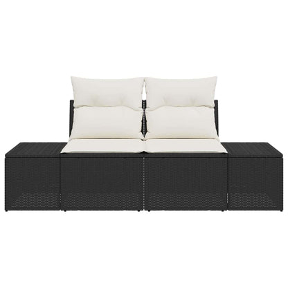 Divano da giardino con cuscino Nero 184 x 62 x 69 cm polyrattan | homemem39