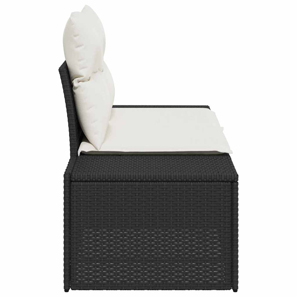 Divano da giardino con cuscino Nero 184 x 62 x 69 cm polyrattan | homemem39