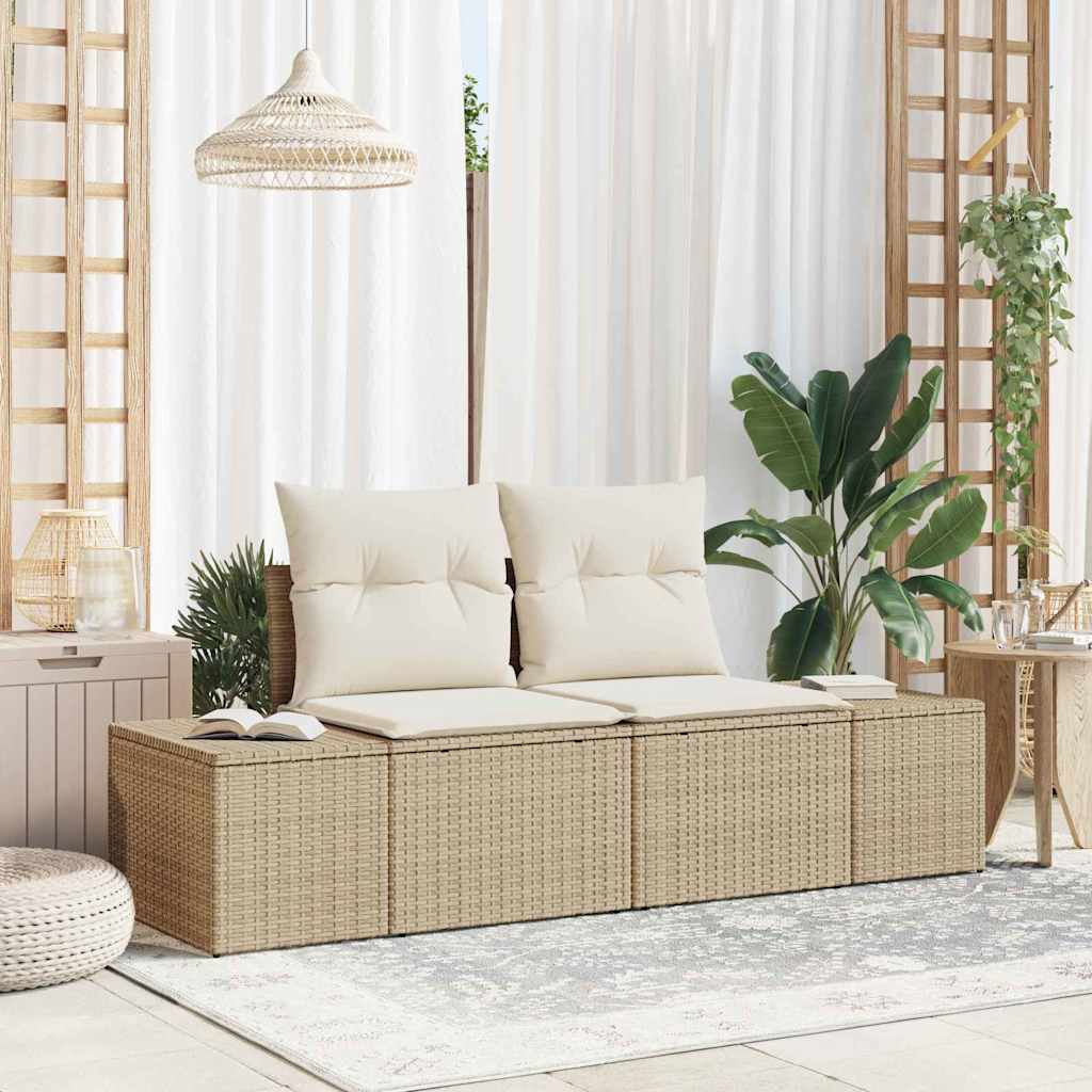 Divano da giardino Beige 184 x 62 x 69 cm polyrattan | homemem39