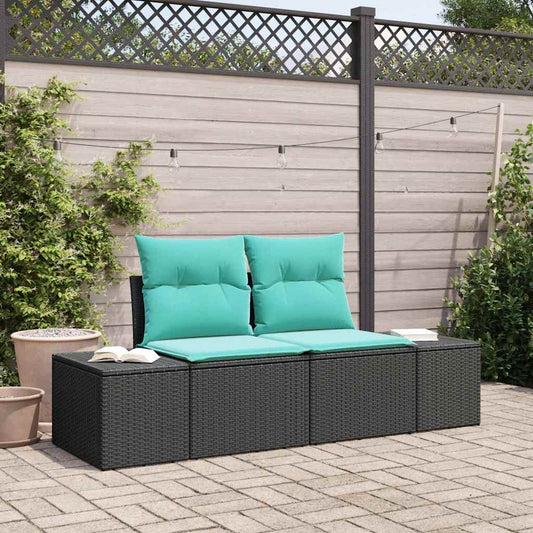 Divano da giardino con cuscino 184 x 62 x 69 cm polyrattan